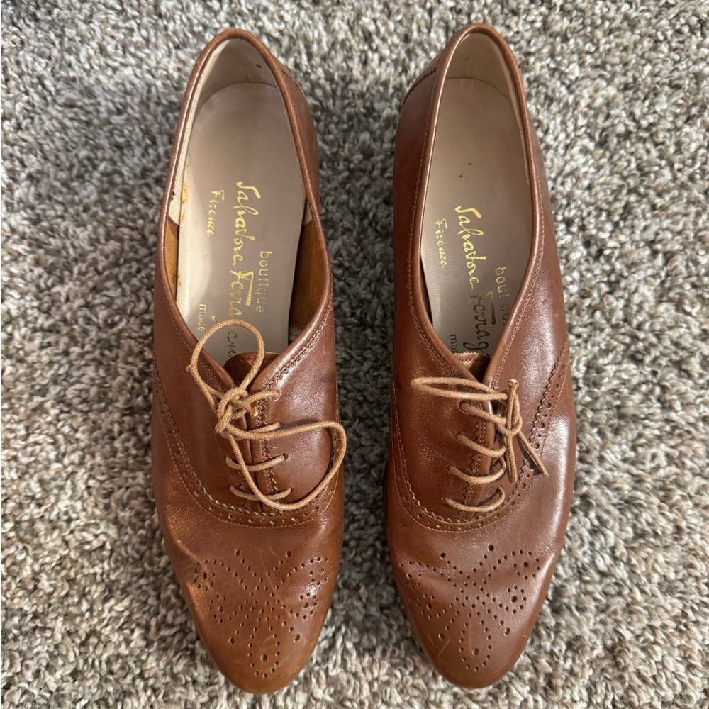 Salvatore Ferragamo‎ Tan Leather Dress Shoes Size 6.5